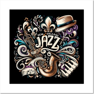 New Orleans Jazz | Vibrant NOLA Jazz-Fest Collage Posters and Art